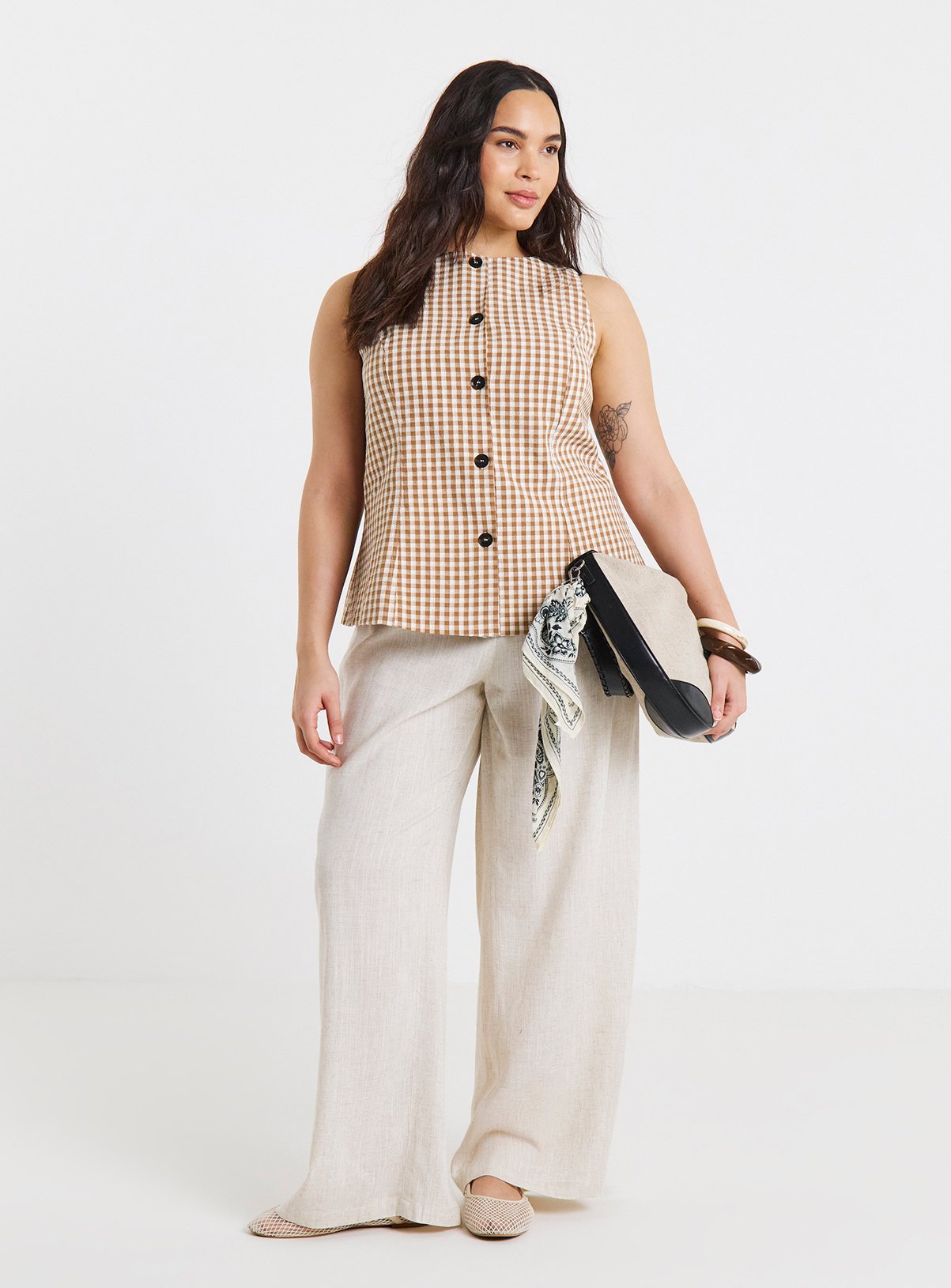 SIMPLY BE Gingham Boat Neck Formal Top 