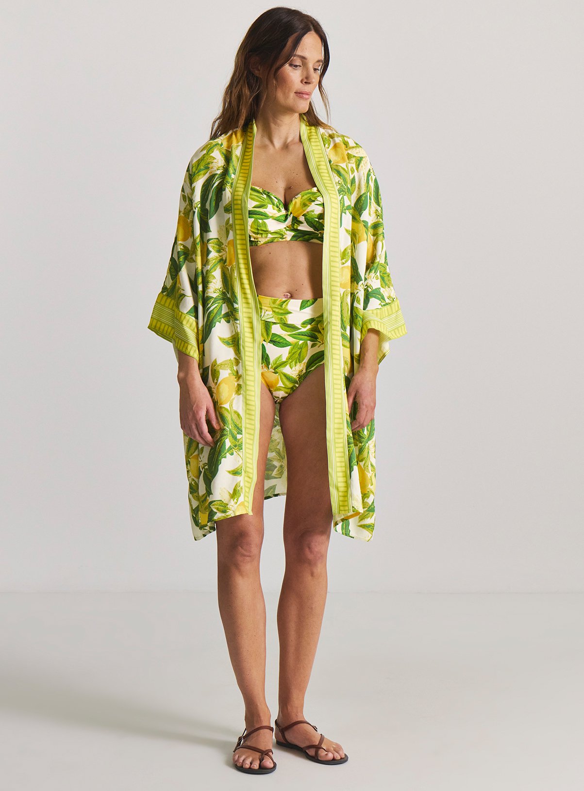 SIMPLY BE Border Print Open Maxi Kaftan 