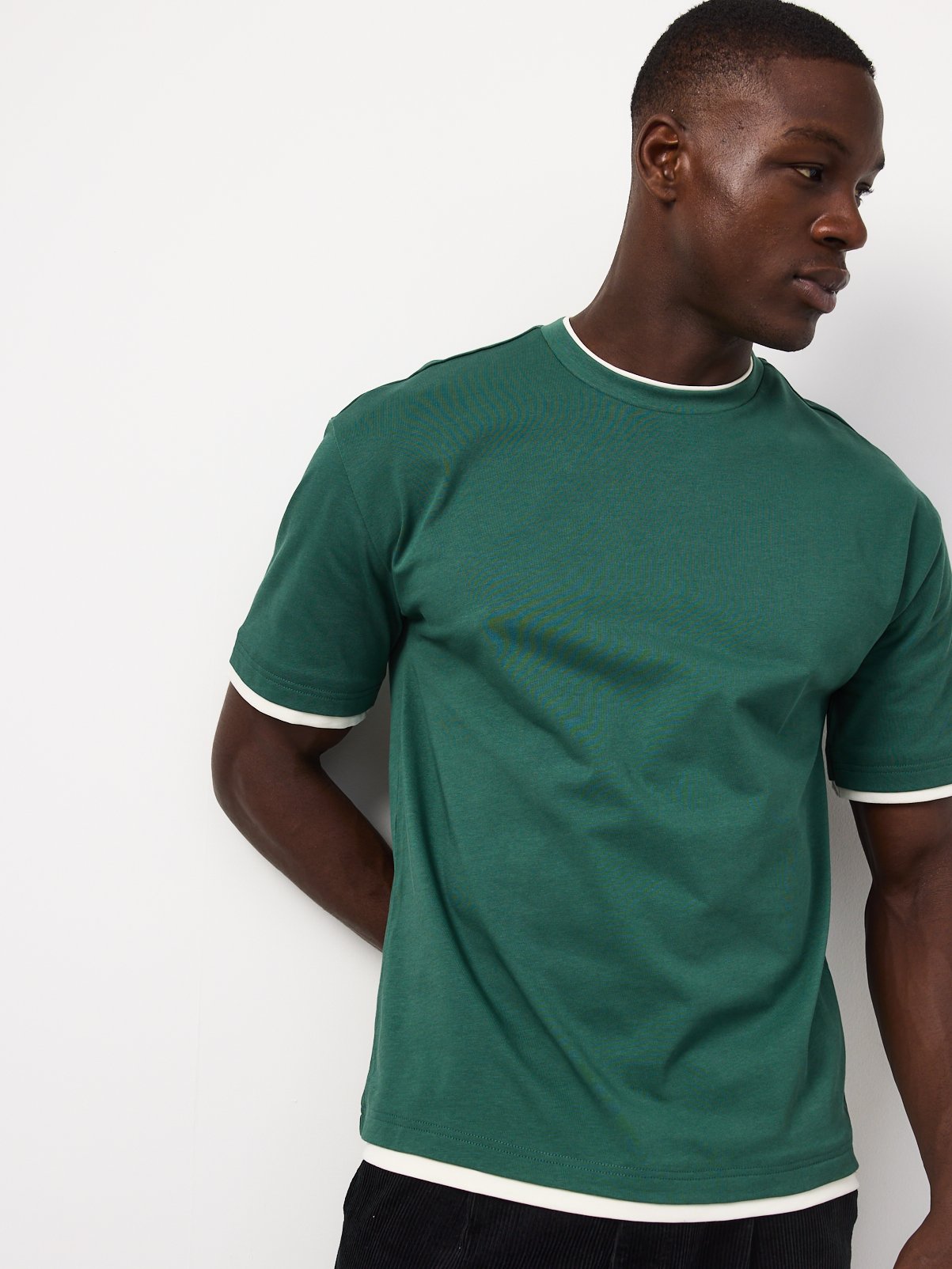 Green Relaxed Mock Neck T-Shirt 