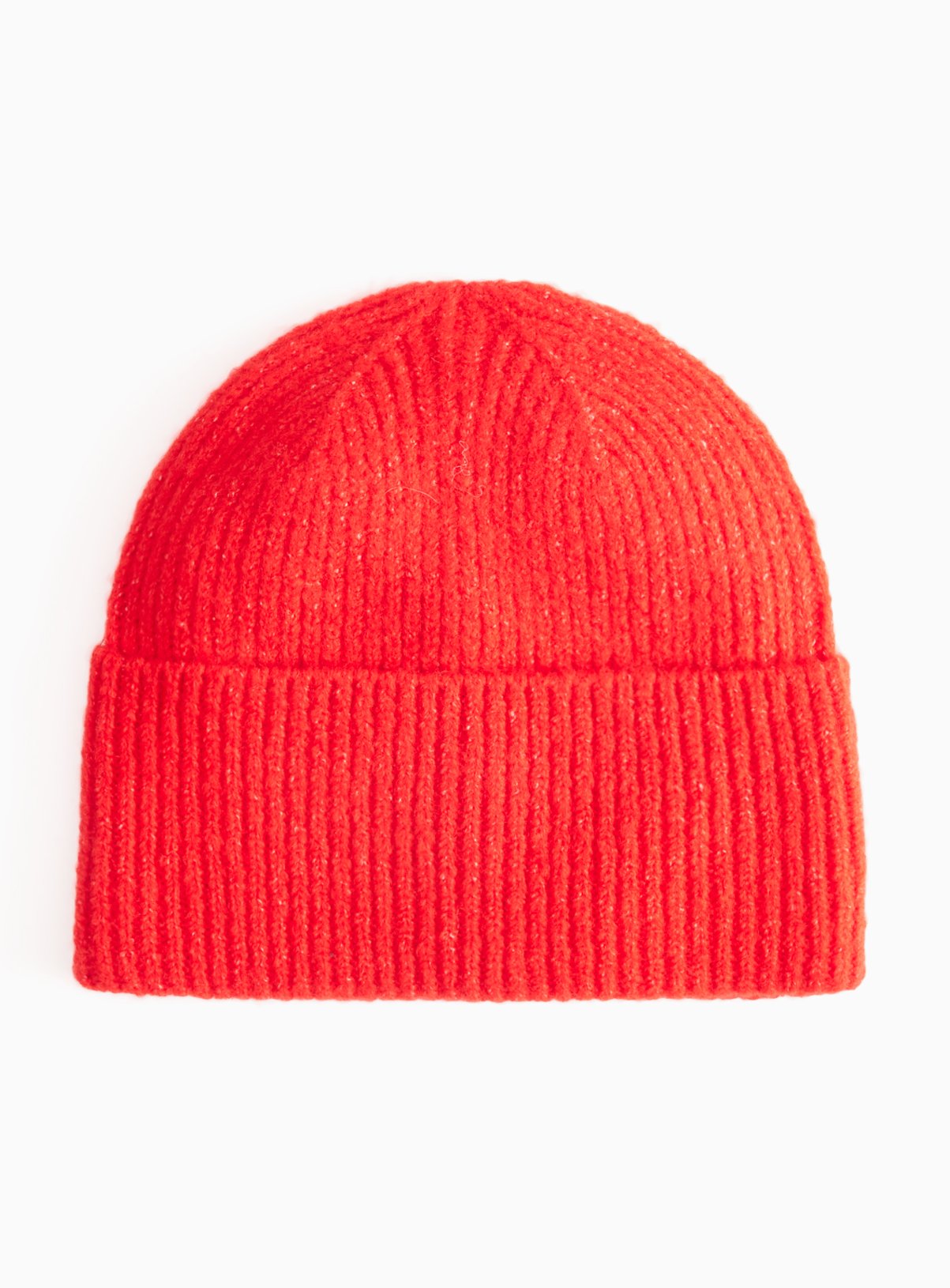 Red Ribbed Turn-Up Beanie One Size
