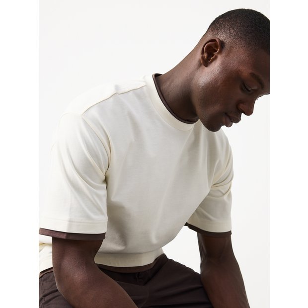 Buy White Relaxed Mock Neck T-Shirt XS | T-Shirts | Argos