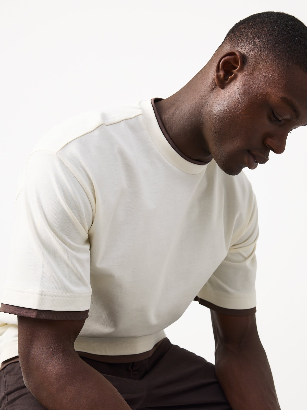 White Relaxed Mock Neck T-Shirt XXXL