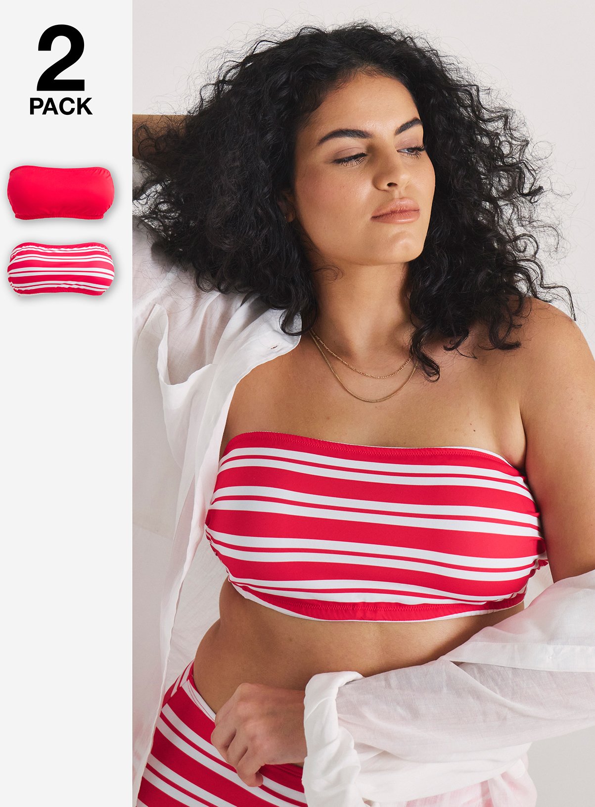 SIMPLY BE 2 Pack Value Bandeau Bikini Tops 14