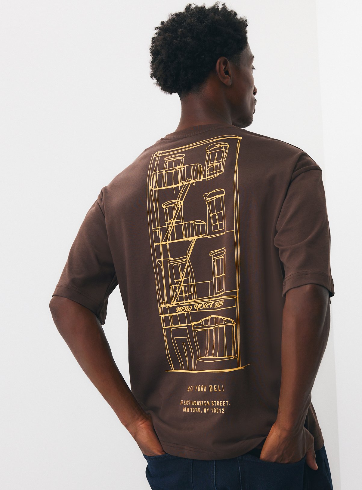 Brown New York Deli Graphic T-Shirt 