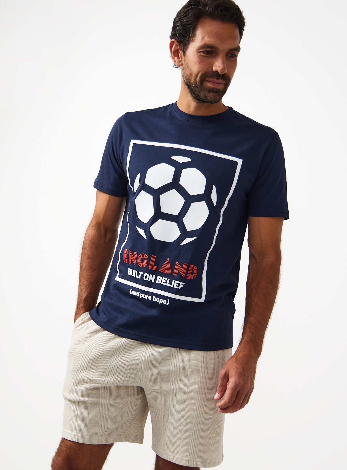 Navy Built on Belief Football Graphic T-Shirt 