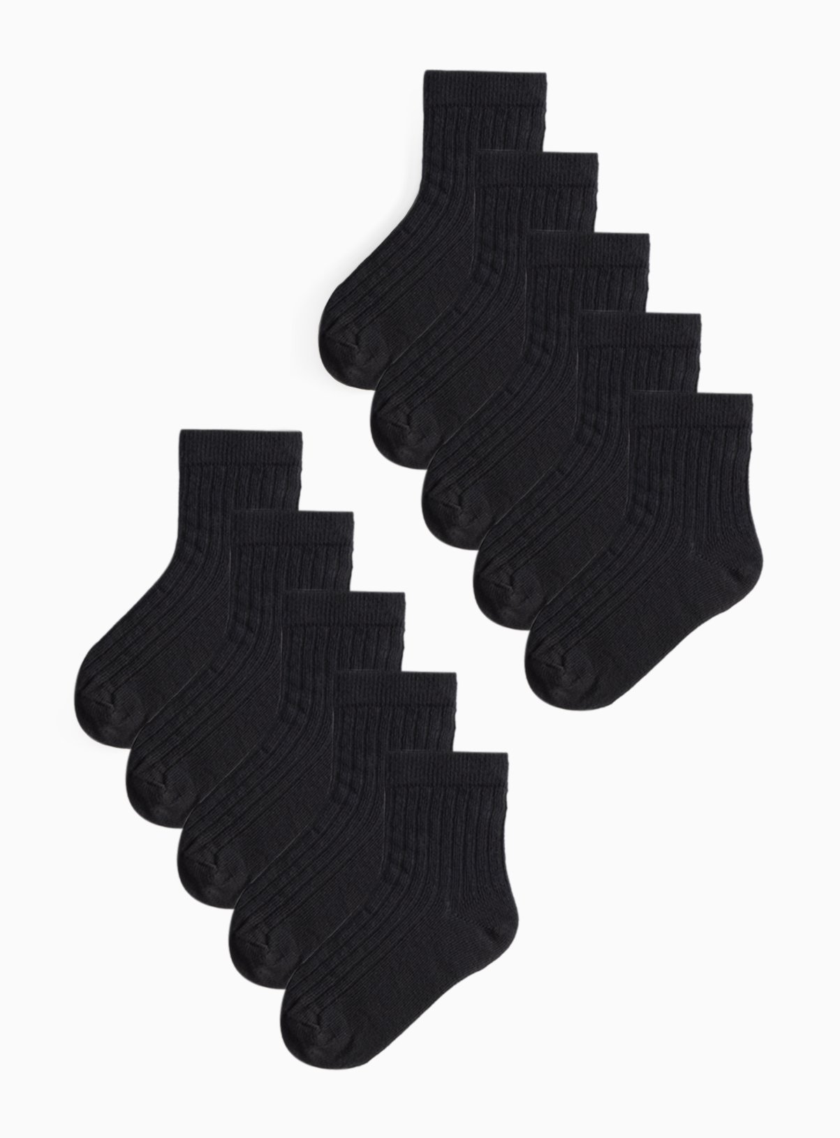 Black Ribbed Socks 10 Pack  