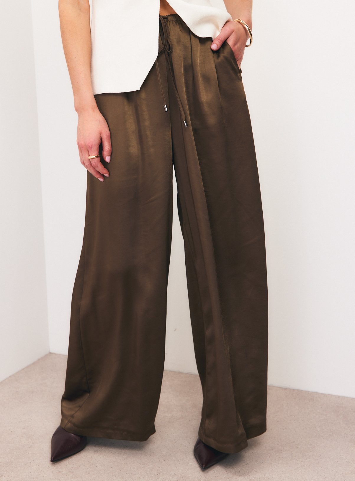 Satin Wide Leg Trousers 