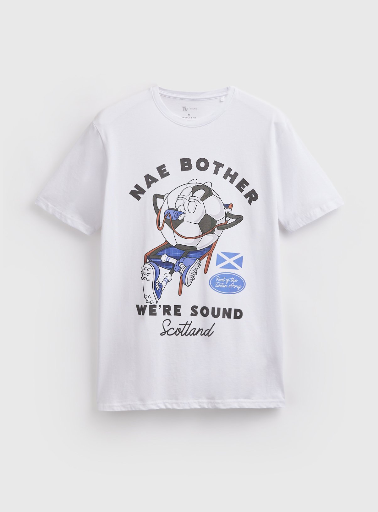 White Nae Bother Scotland Football Graphic T-Shirt 