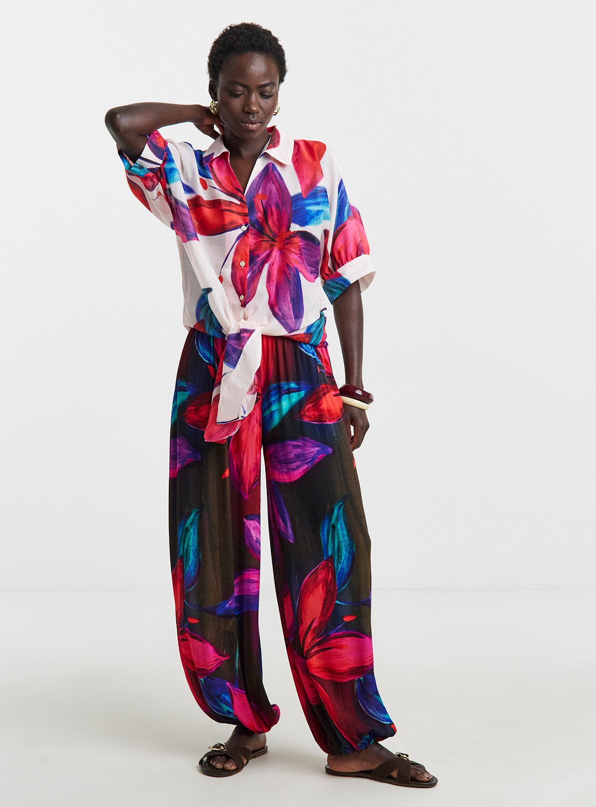 JD WILLIAMS Printed Tie Front Shirt 