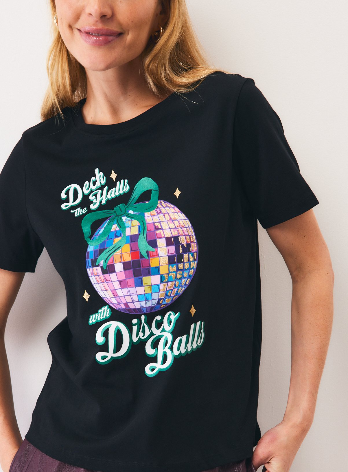 Christmas Disco Ball Crewneck T-Shirt 
