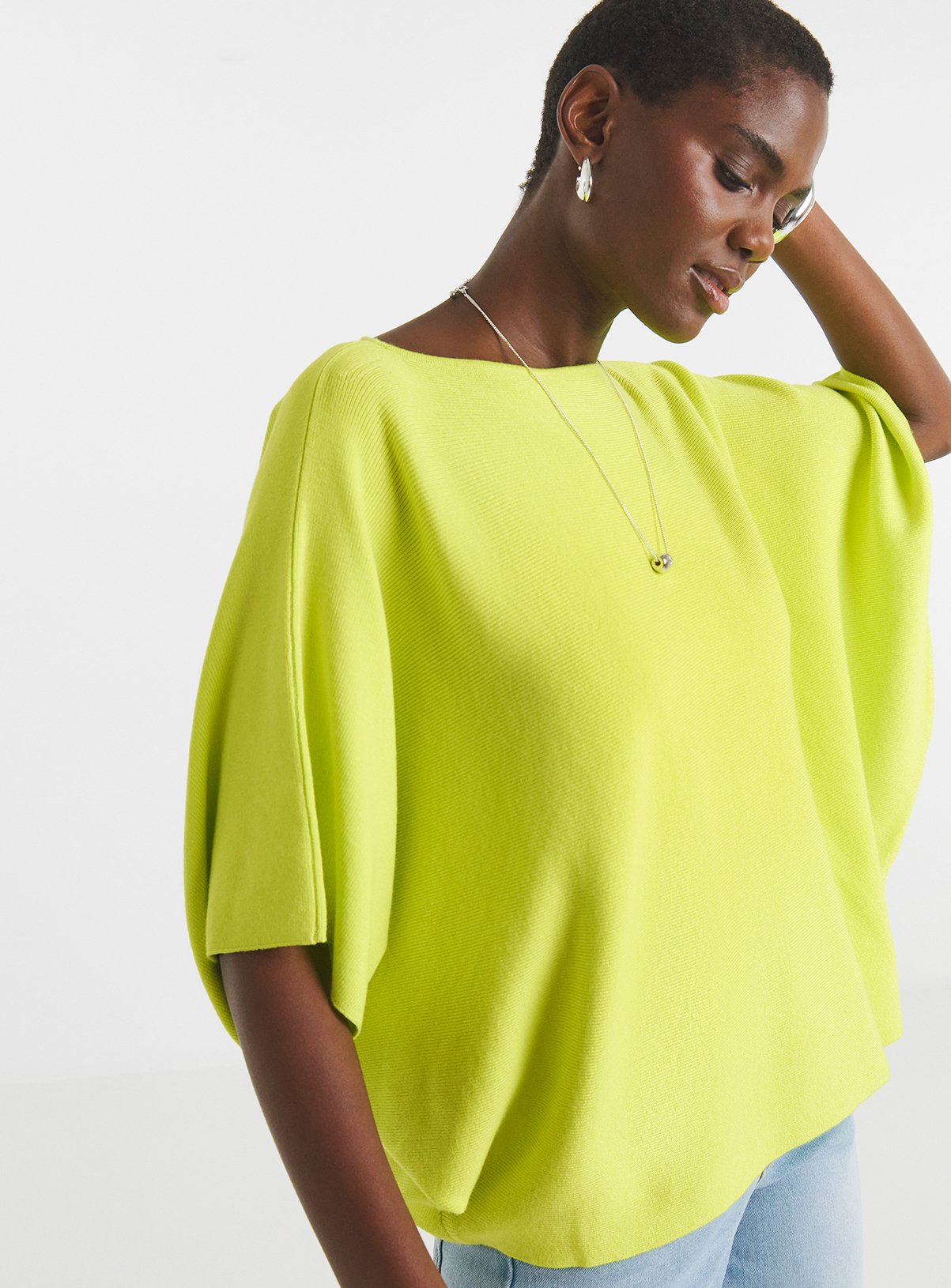 JD WILLIAMS Lime Batwing Knitted Jumper 