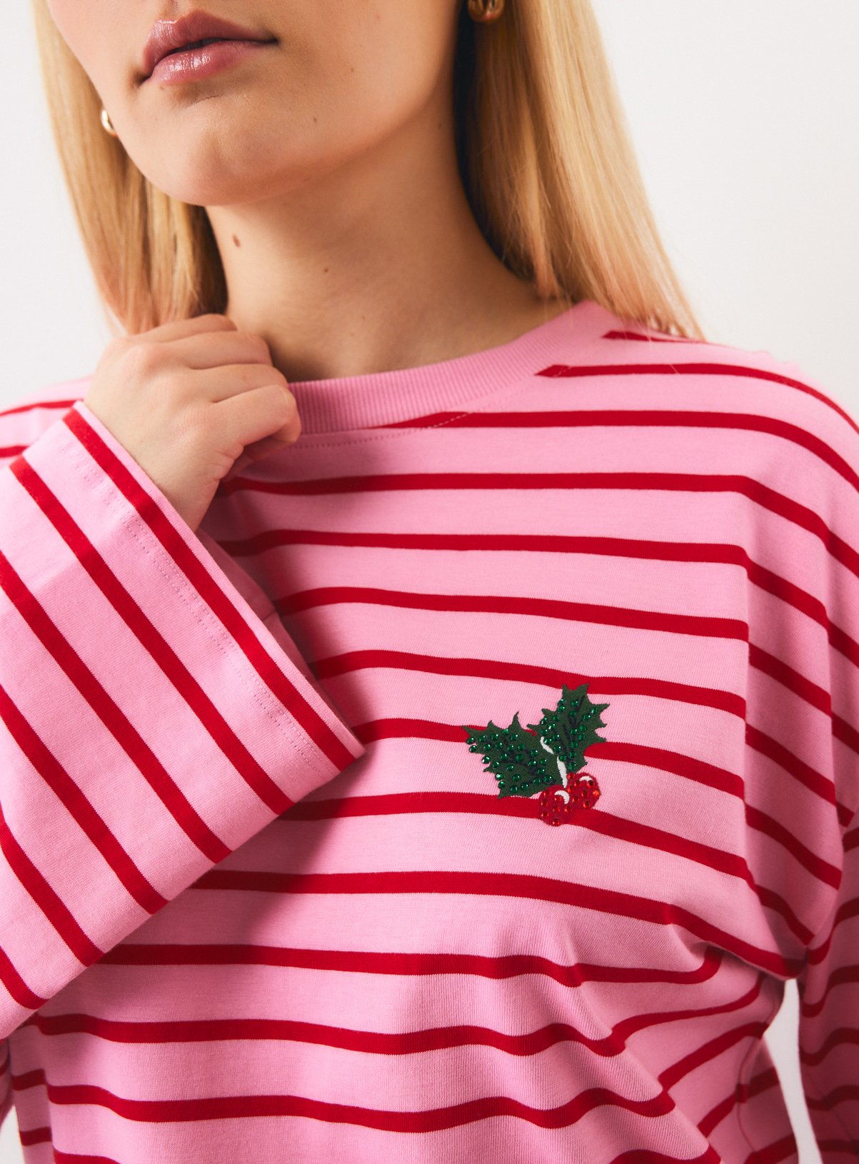 Christmas Striped Oversized Tee 