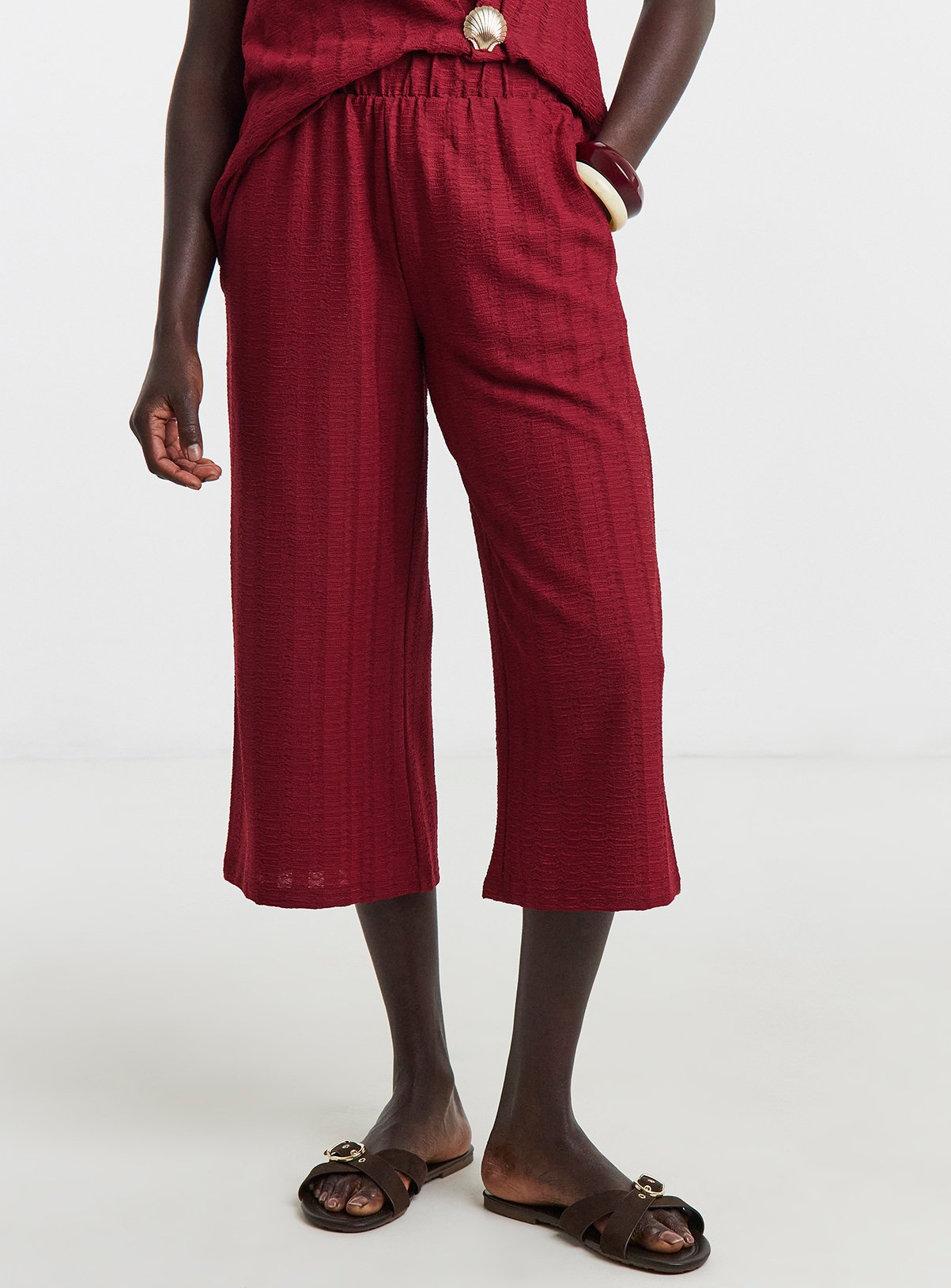 JD WILLIAMS Cropped Bubble Textured Trousers 18