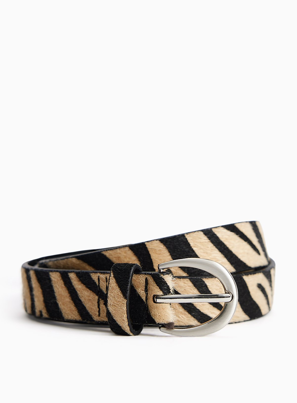 Zebra Print Faux Pony Skin Belt 