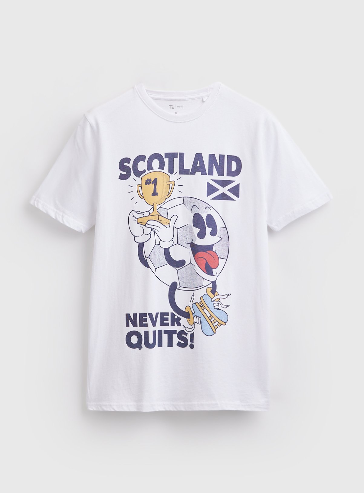 White Scotland Never Quits Football Graphic T-Shirt 