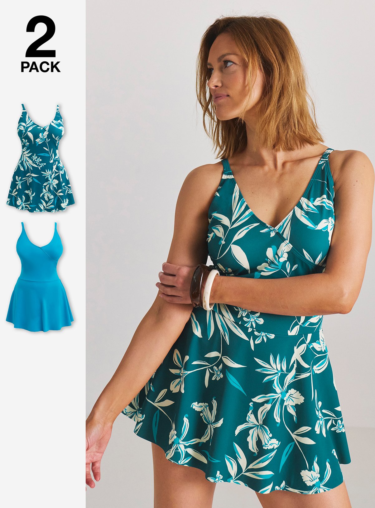JD WILLIAMS 2 Pack Value Ruffle Swimdresses 