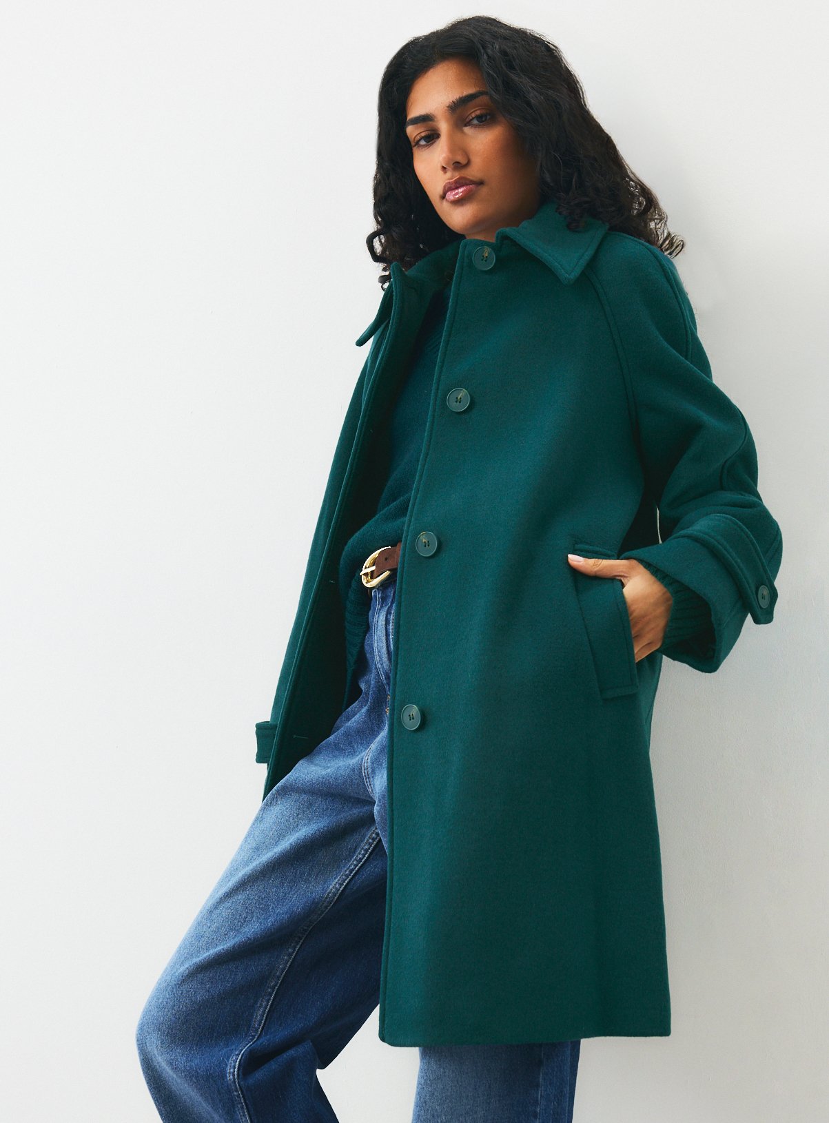 Wool Rich High Neck Car Coat 