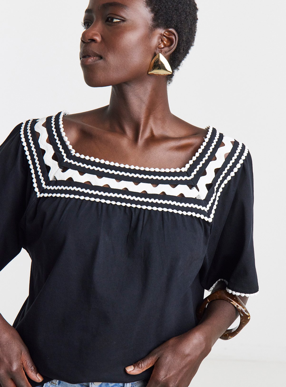 JD WILLIAMS Ric Rac Trim Swing Top 