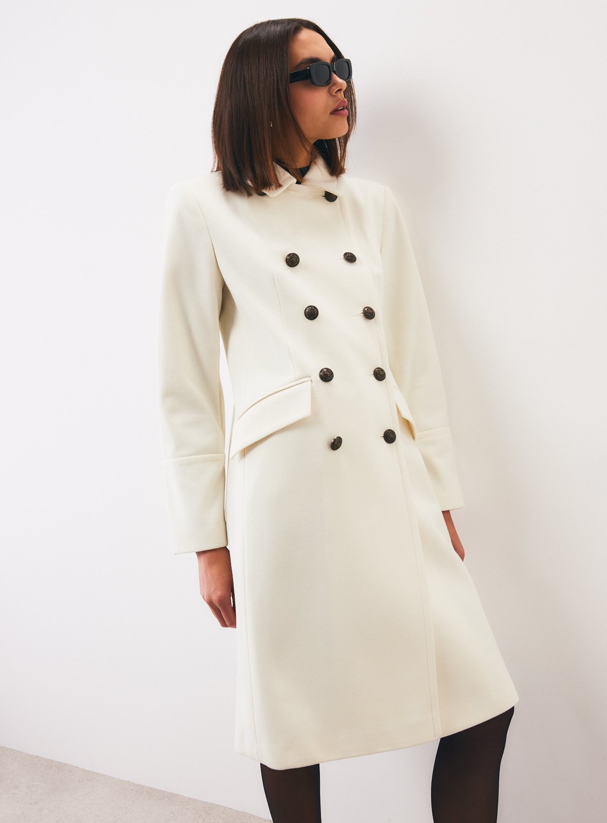 White Long Military Coat 