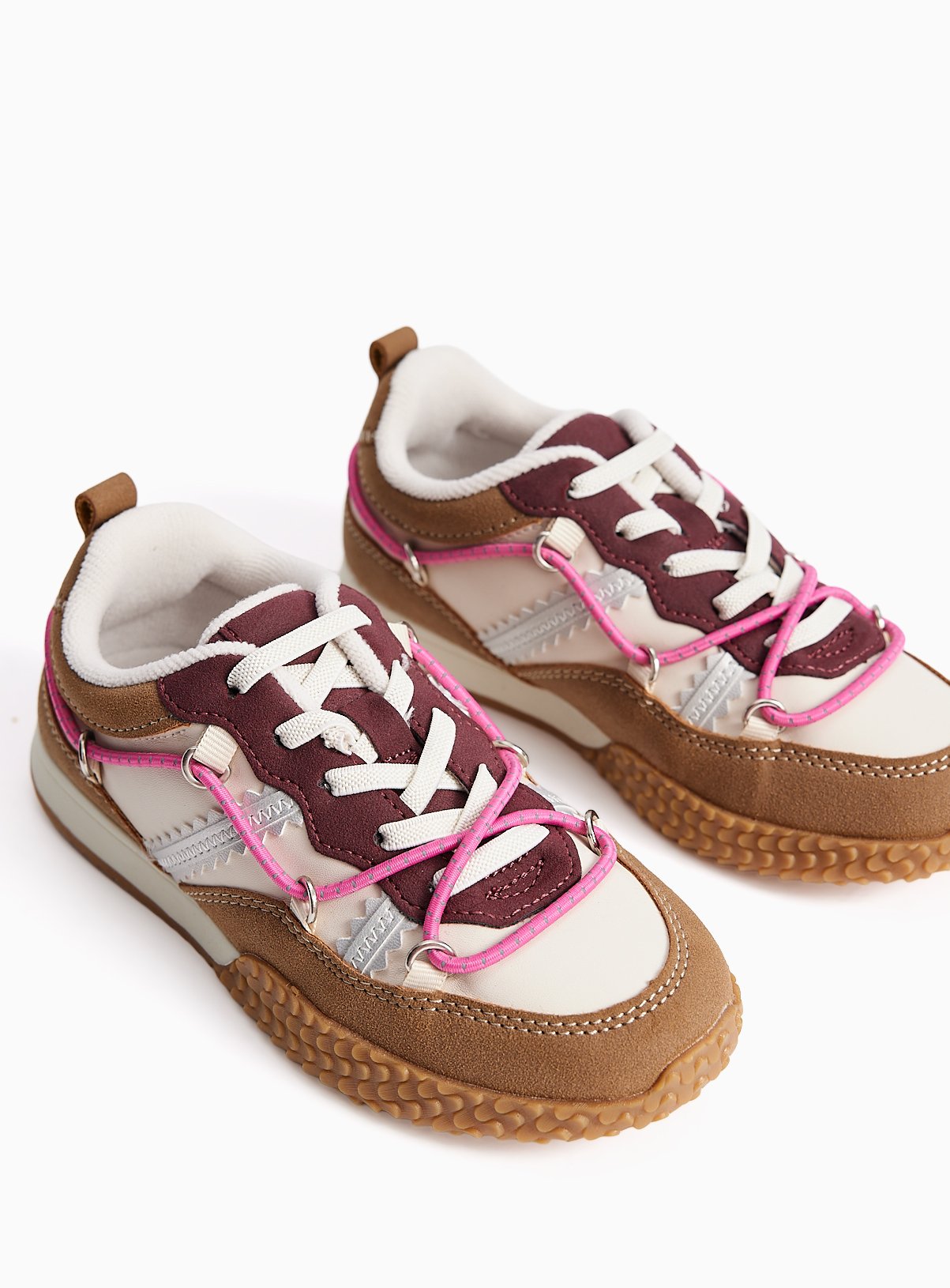Neutral, Pink & White Hiking-Style Trainers 