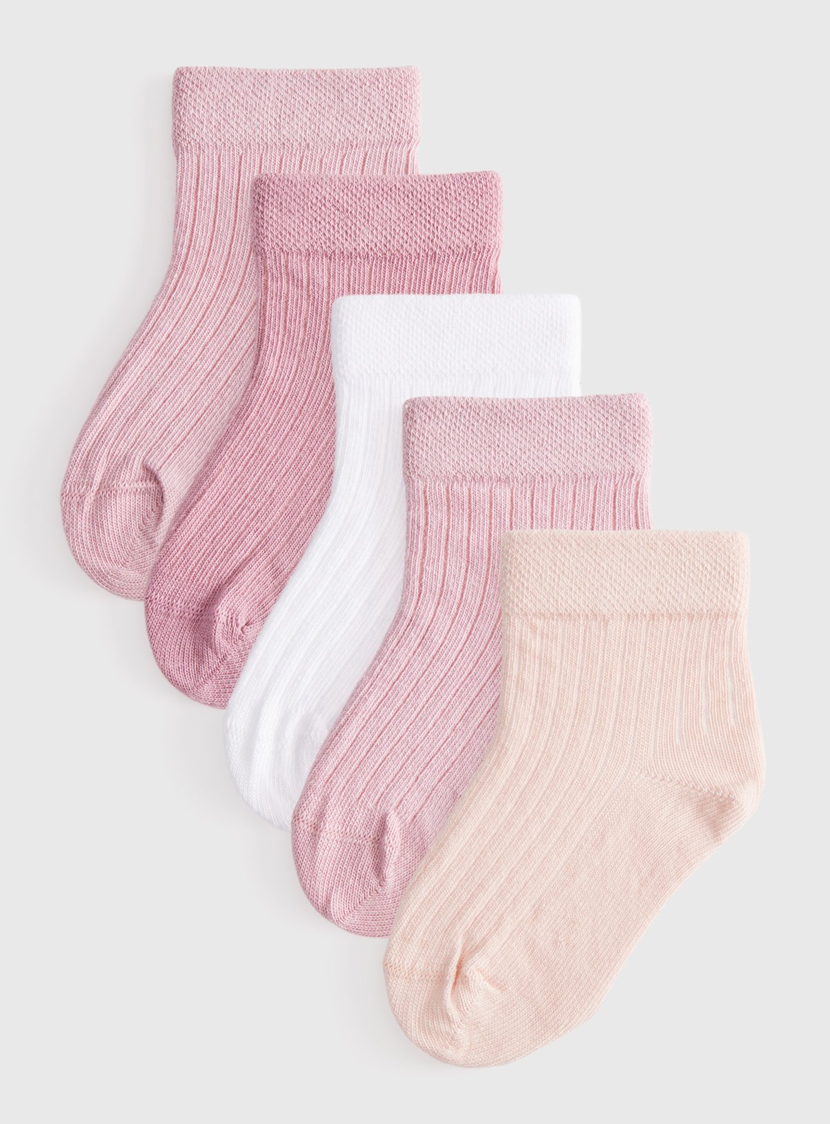 Pink Ribbed Socks 5-Pack 