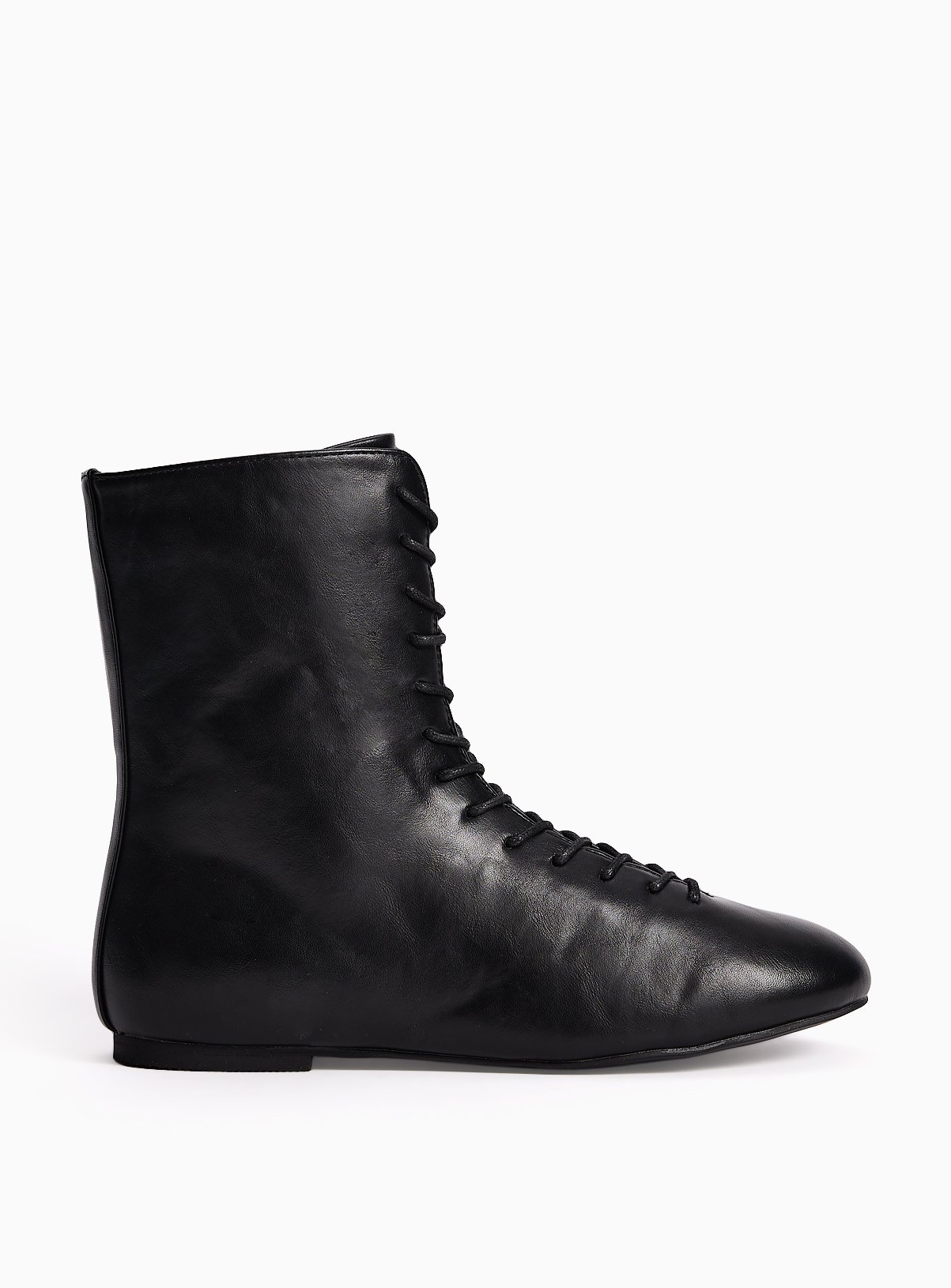 Black Lace-Up Boxer Ankle Boots 