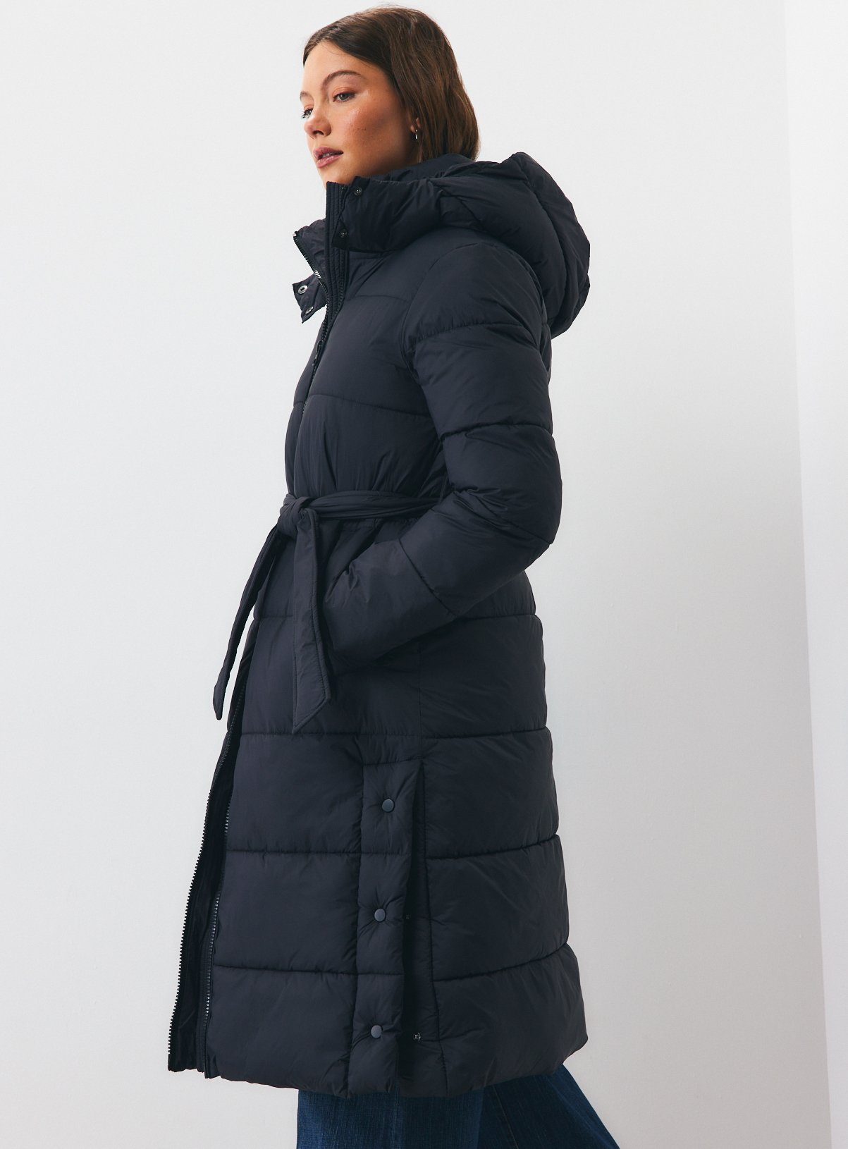 Black Longline Padded Coat  