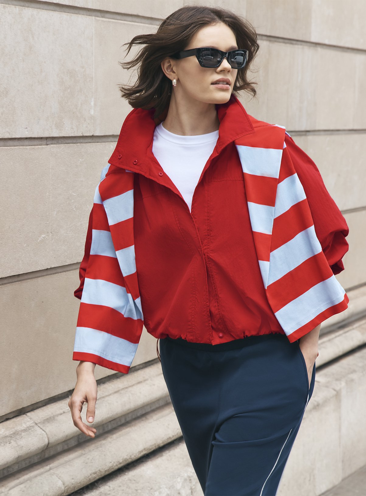 Red Shower Resistant Windbreaker 