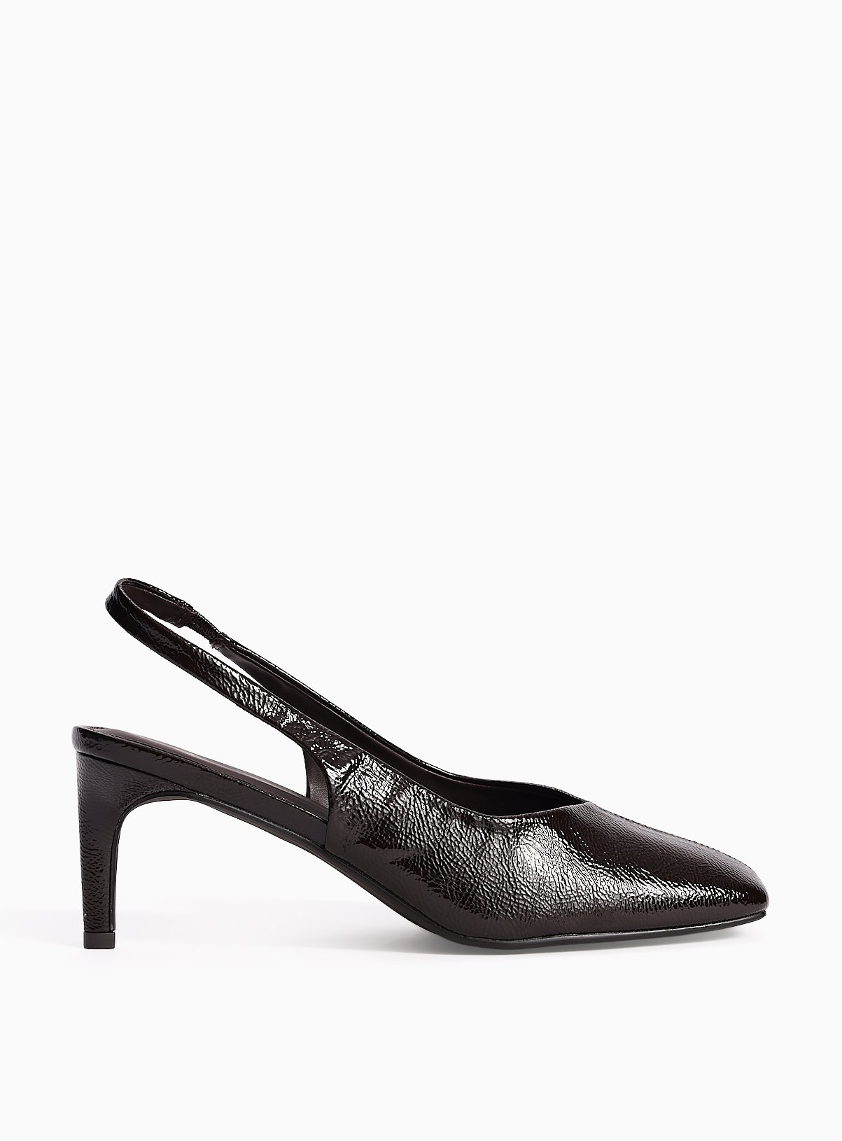 Dark Red Square Toe Slingback Heels 
