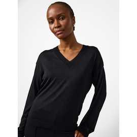 Sheer V-Neck Knitted Jumper
