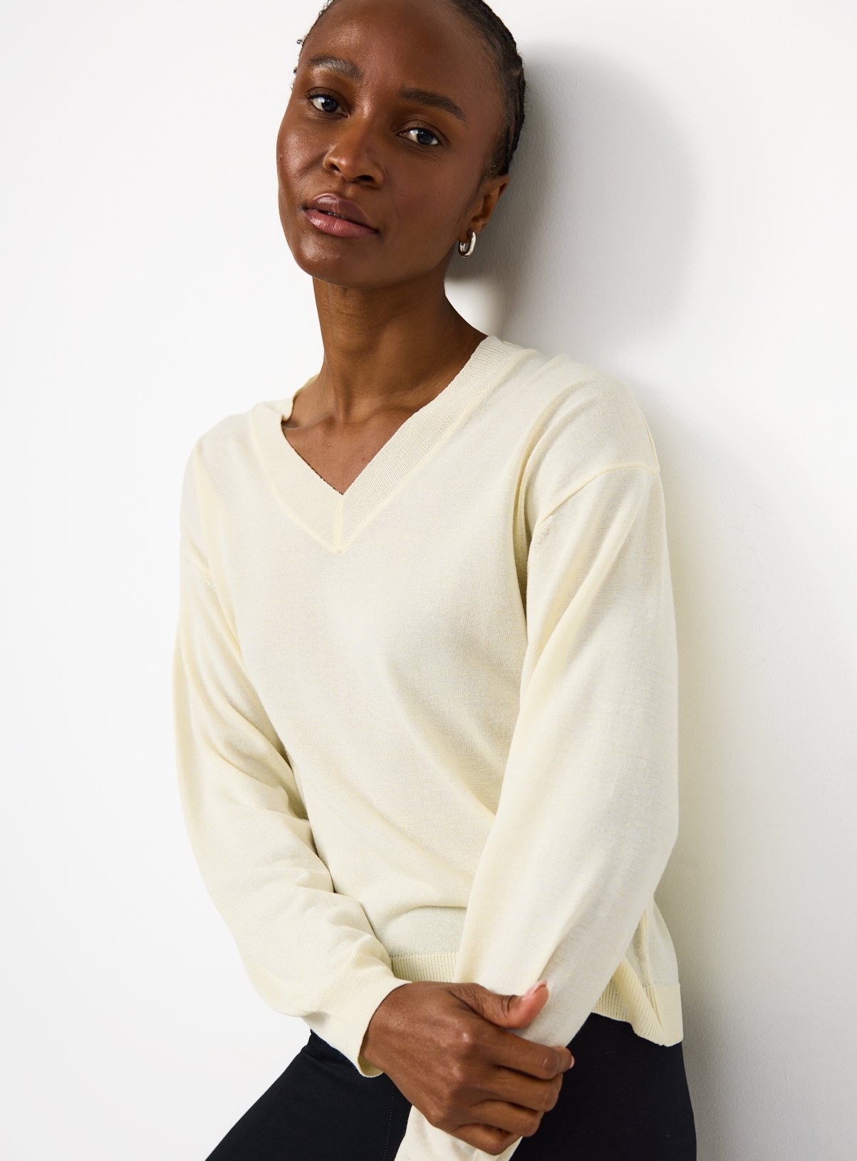 Sheer V-Neck Knitted Jumper 