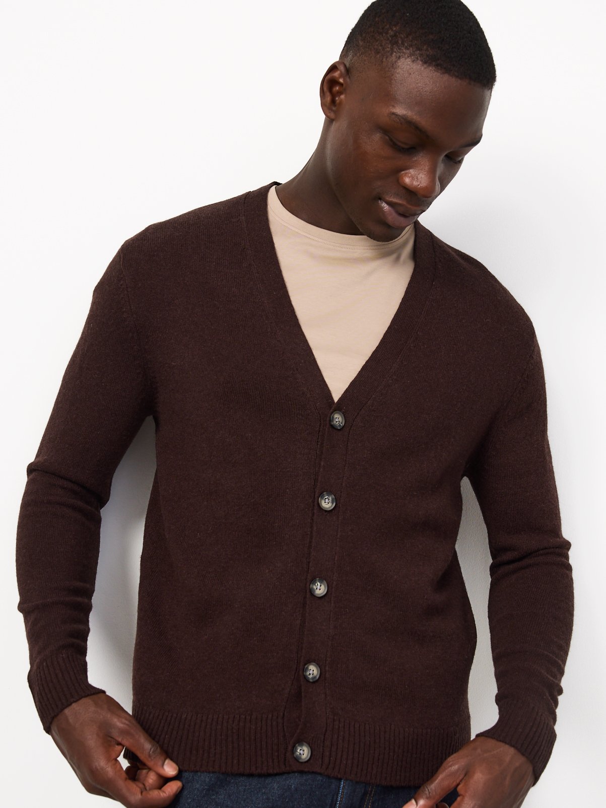 Brown Lambswool Cardigan 