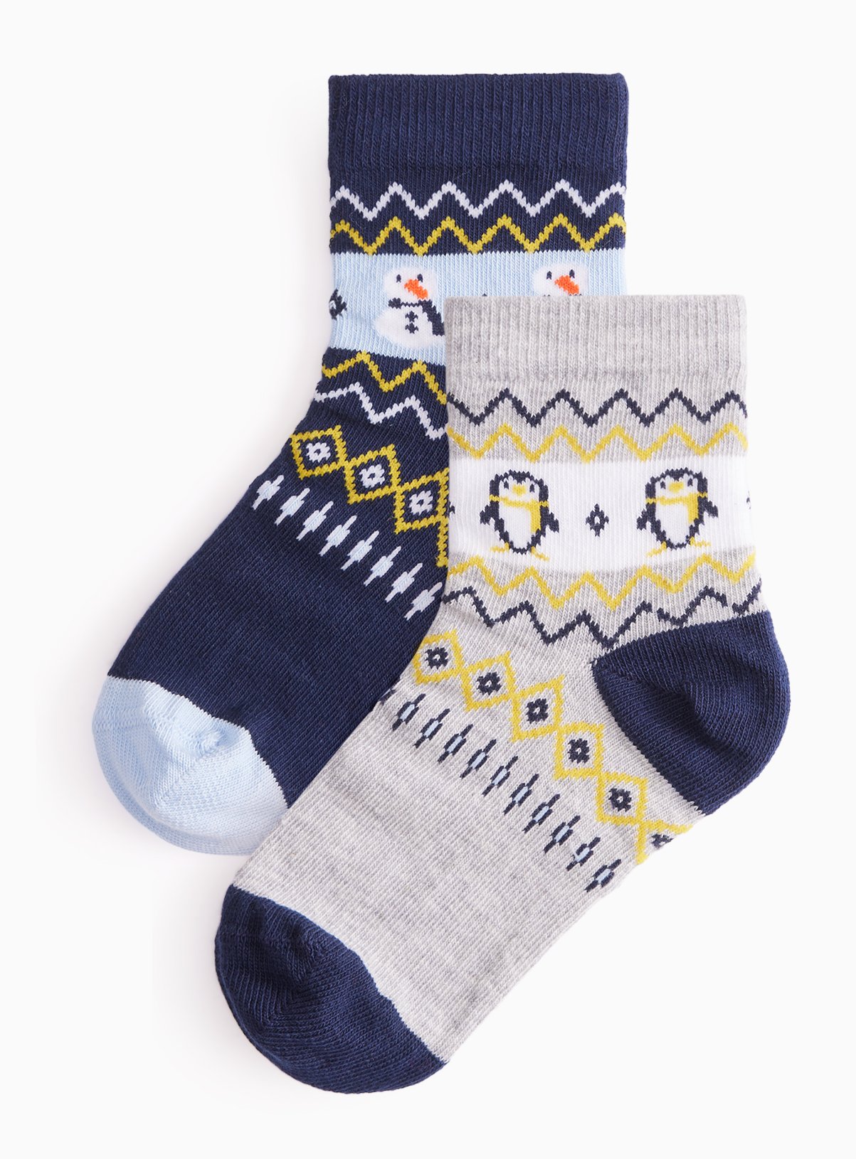 Christmas Fairisle Snowman & Penguin Socks 2-Pack 