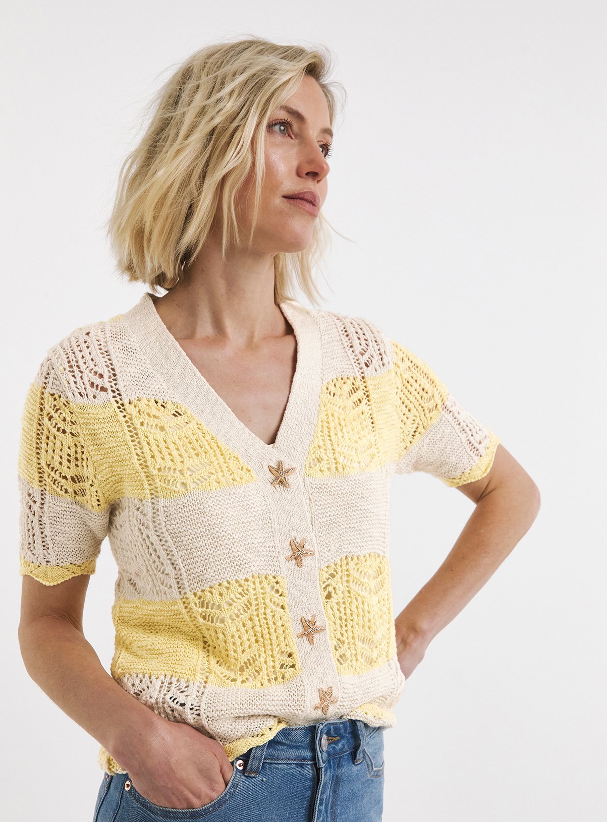JD WILLIAMS Crochet Patchwork Cardigan 