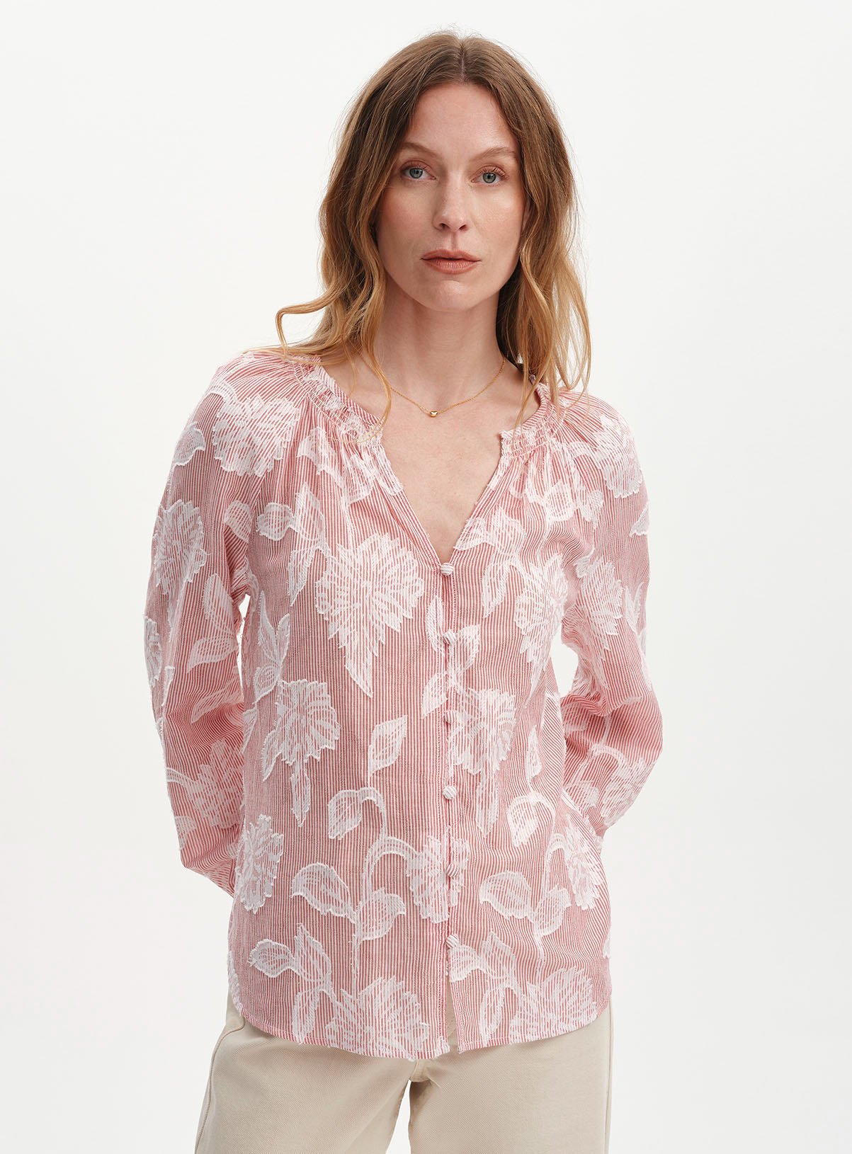 FINERY Ivie Floral Stripe Raglan Sleeve Blouse 