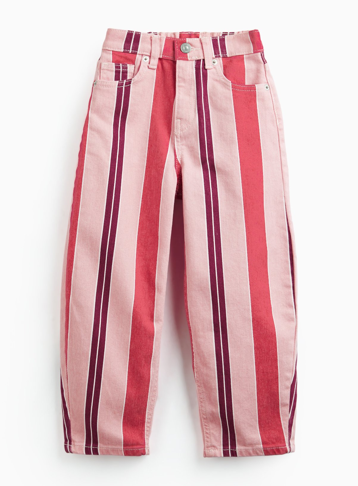 Pink & Red Stripe Barrel Leg Jeans  9 years