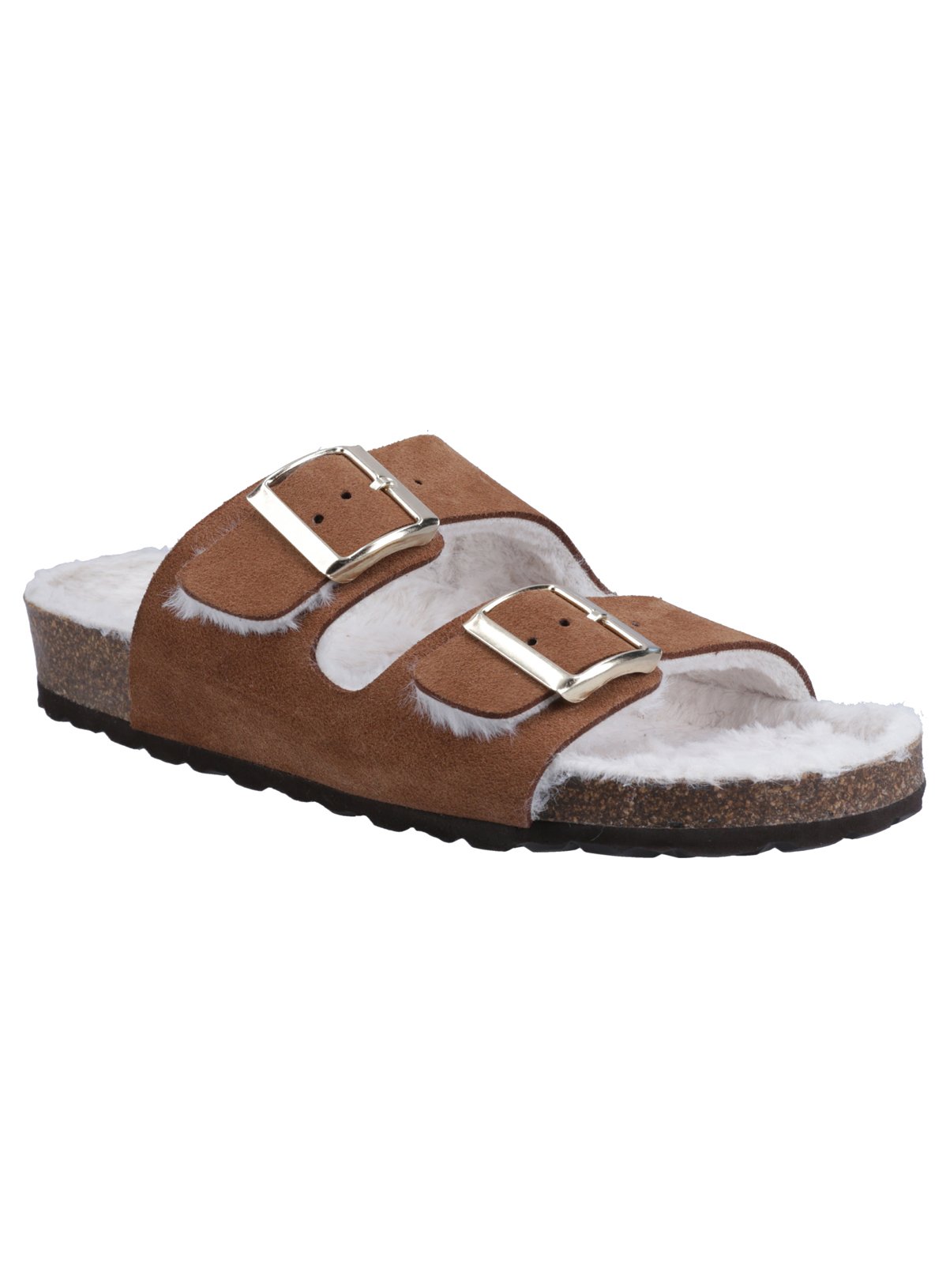 HUSH PUPPIES Jessie Suede Mule Slippers Tan 