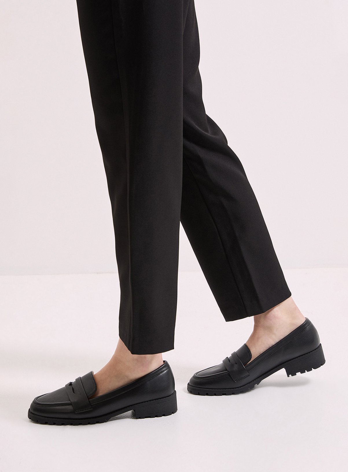 DOROTHY PERKINS Black Leoni Faux Leather Chunky Loafers 