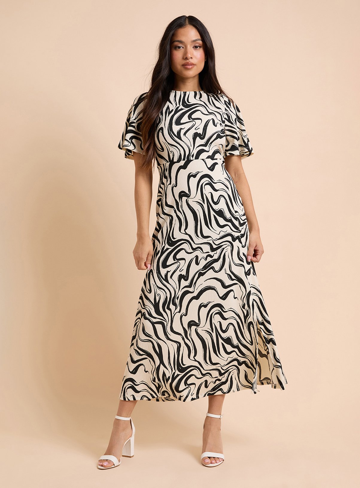 DOROTHY PERKINS Neutral Petite Angel Sleeve Midaxi Dress 