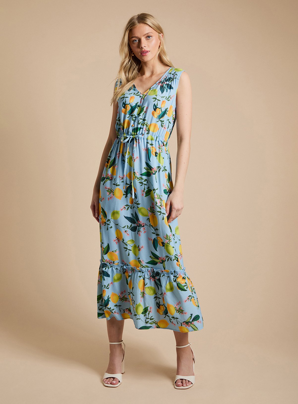 DOROTHY PERKINS Sleeveless Drawstring Waist Tiered Midaxi Dress 12