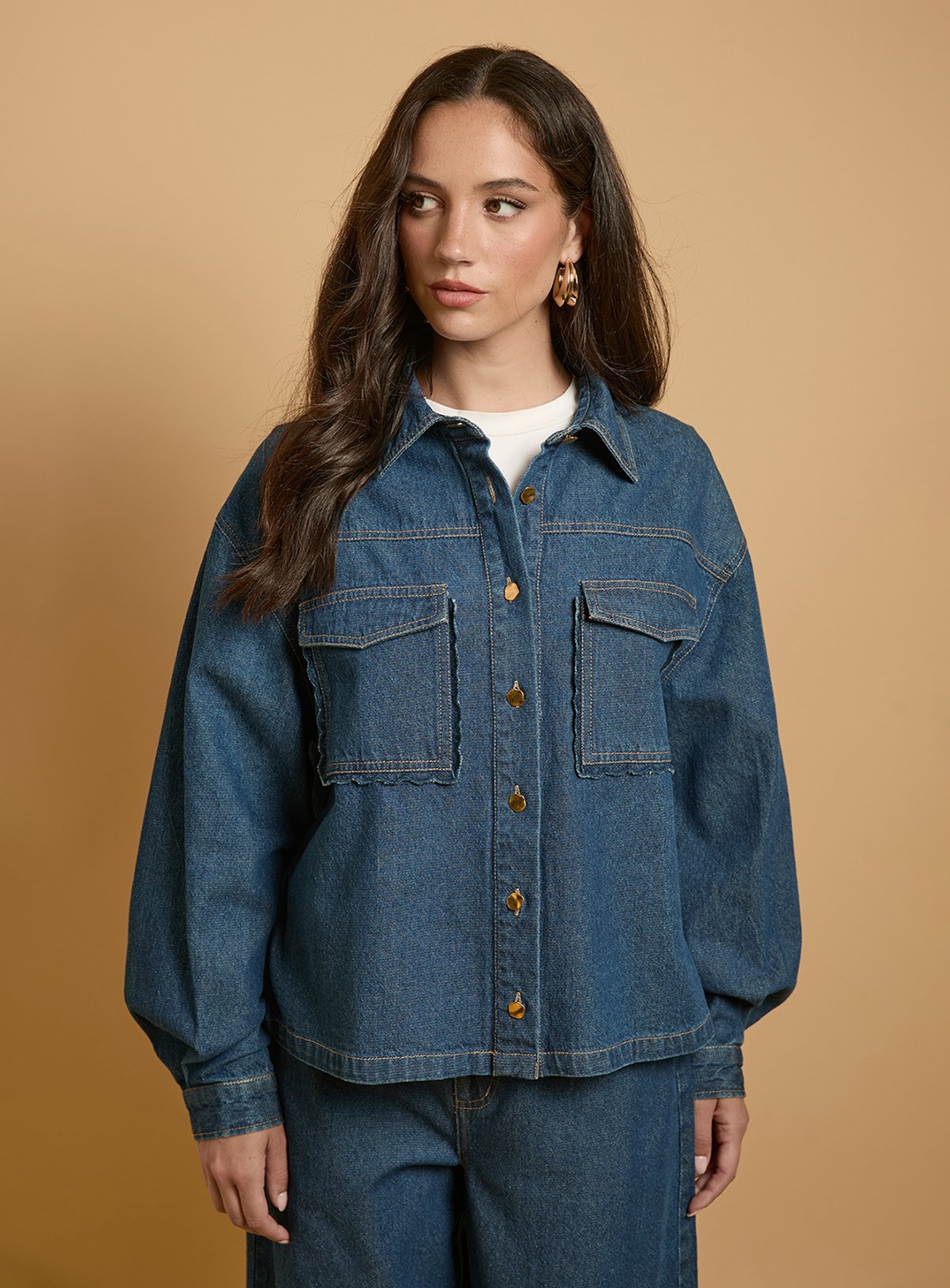 OASIS Scallop Pocket Denim Jacket 