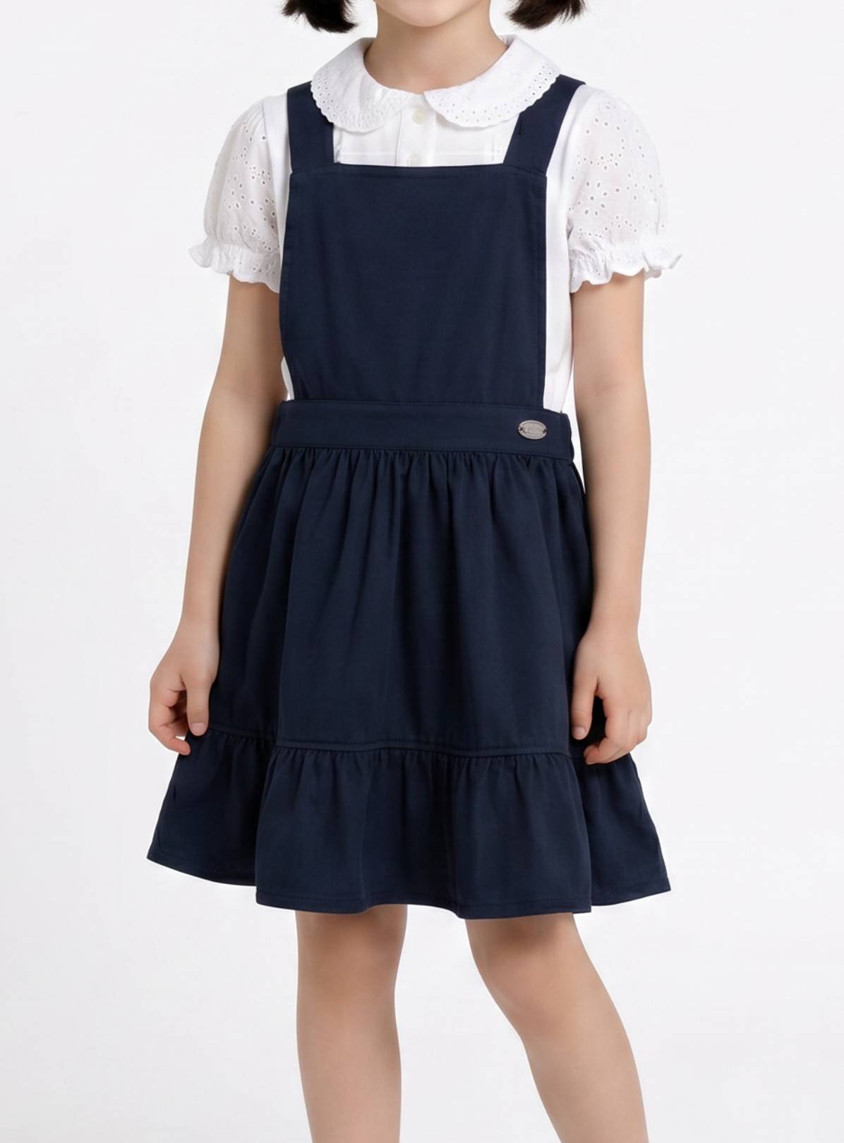 LELLI KELLY Becky Bow Detail Ruffle Pinafore Dress Navy 