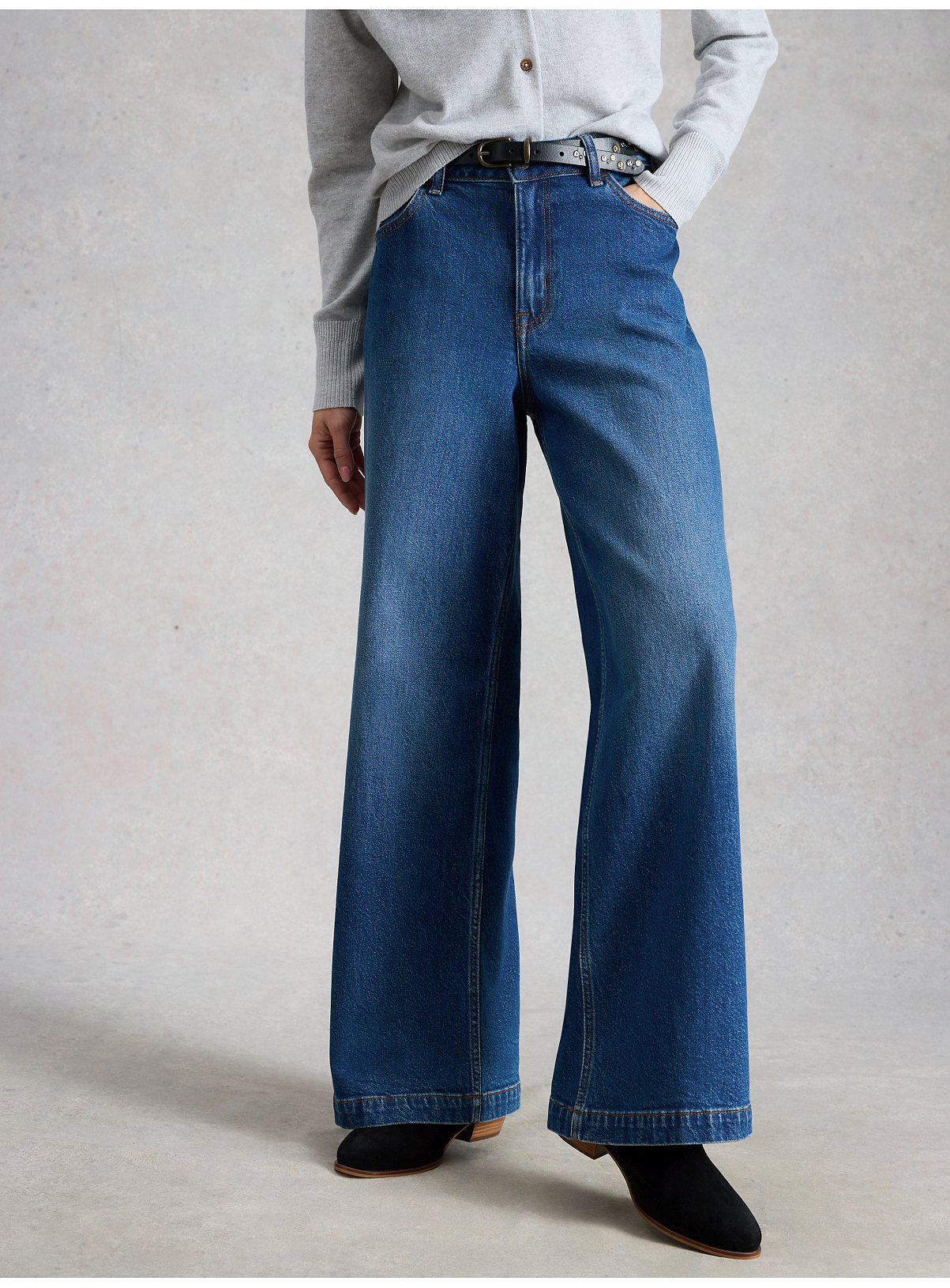 WHITE STUFF Ayla Wide Leg Jean Mid Denim 