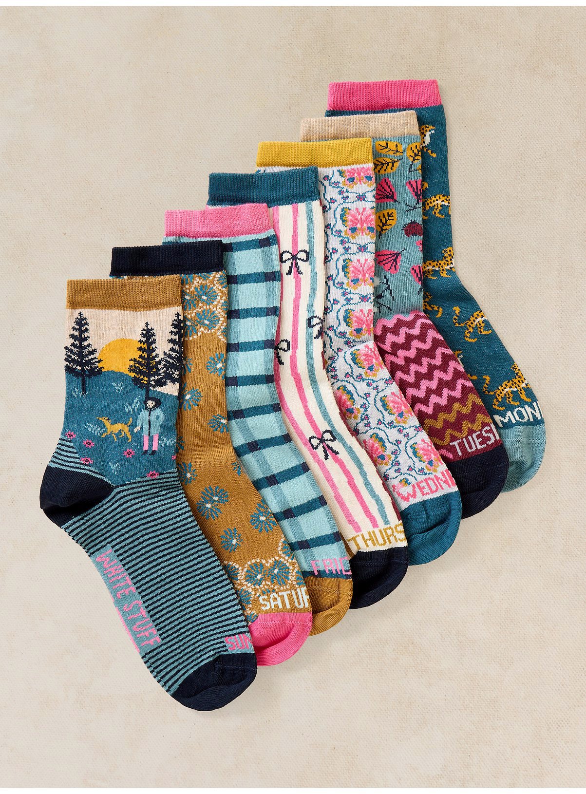 WHITE STUFF 7 Pack Day of The Week Socks 