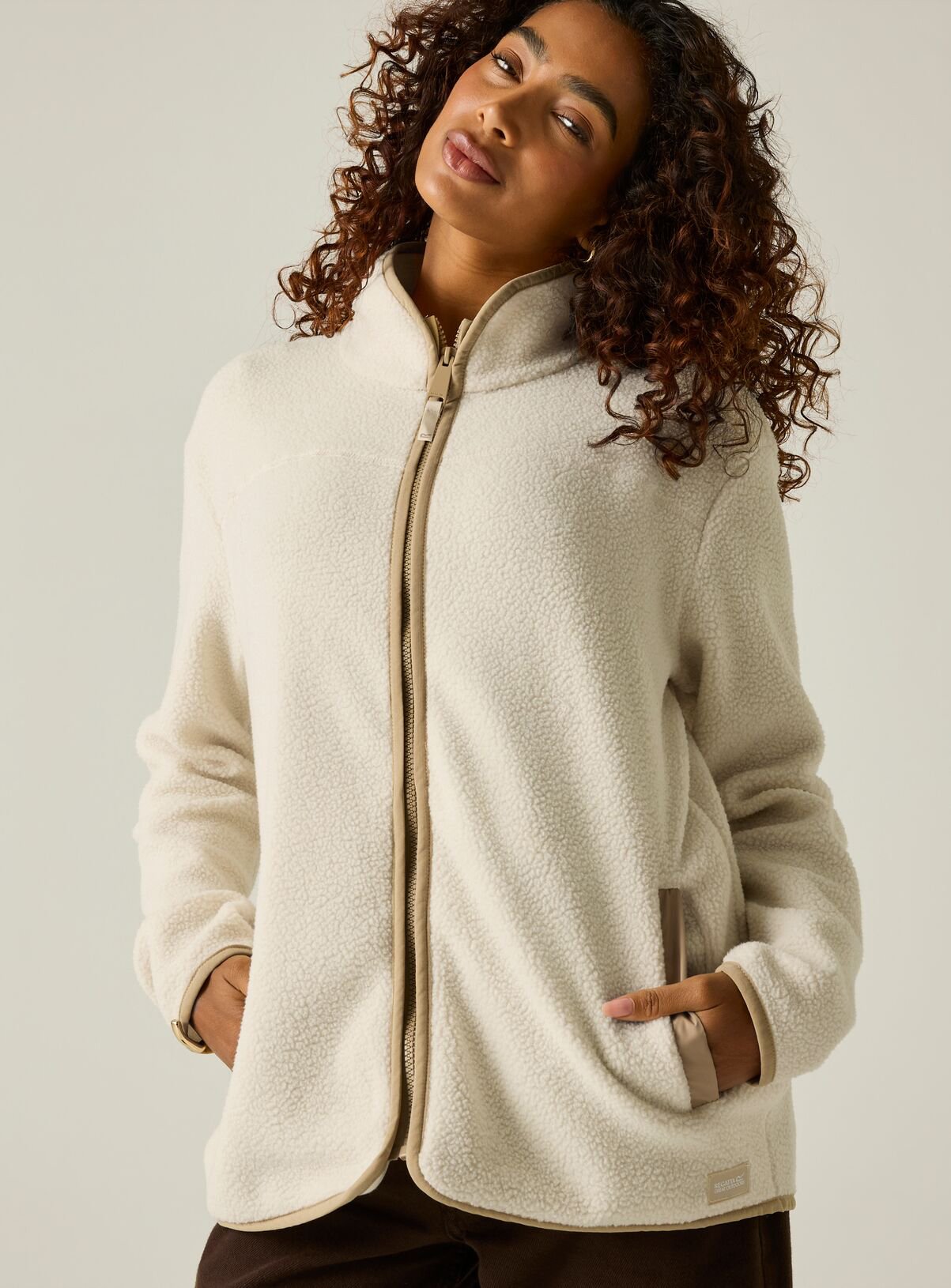 REGATTA Womens Frankie Borg Full Zip Fleece Cream 