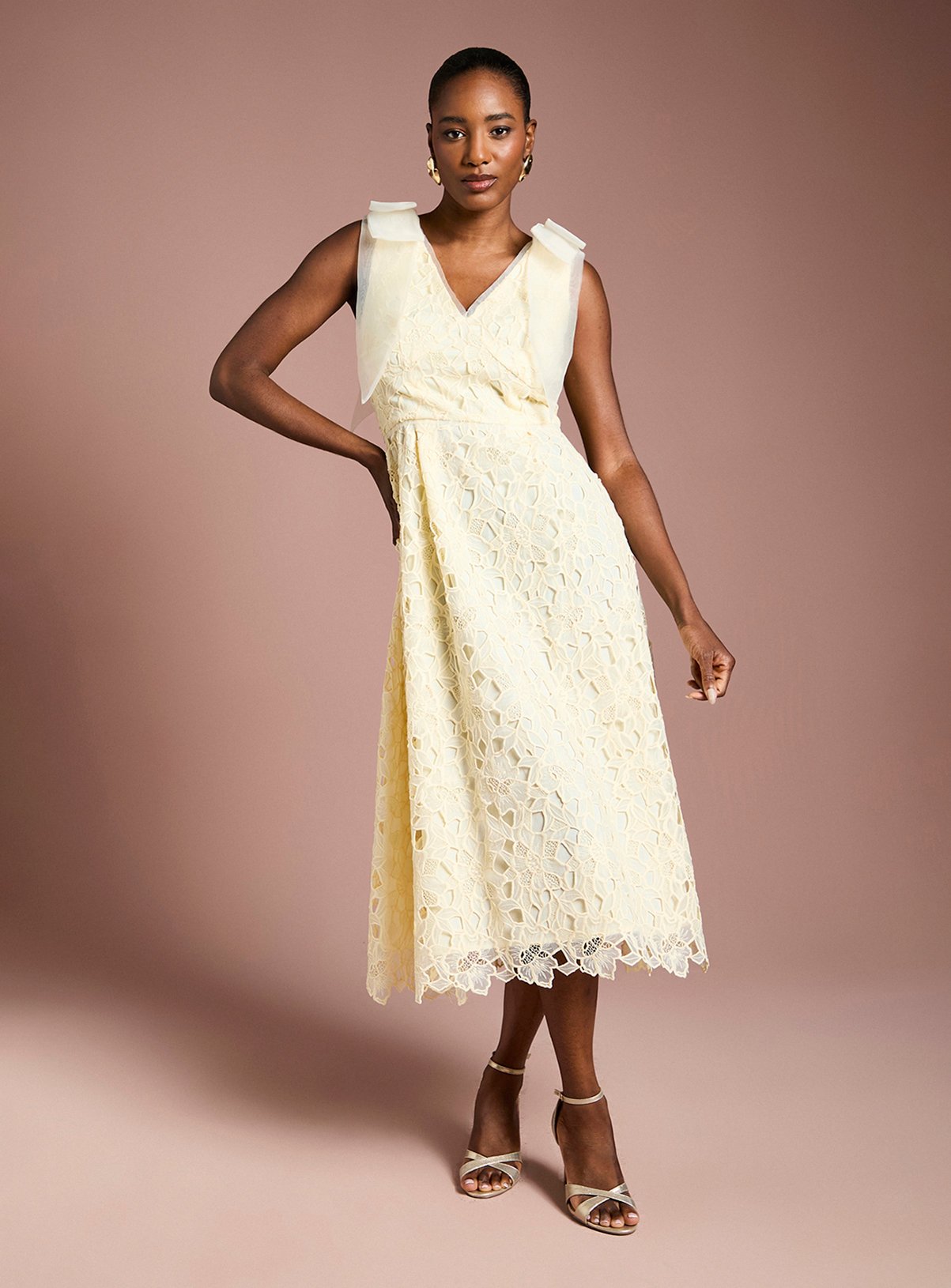 COAST Shoulder Organza Lace Midi Dress 