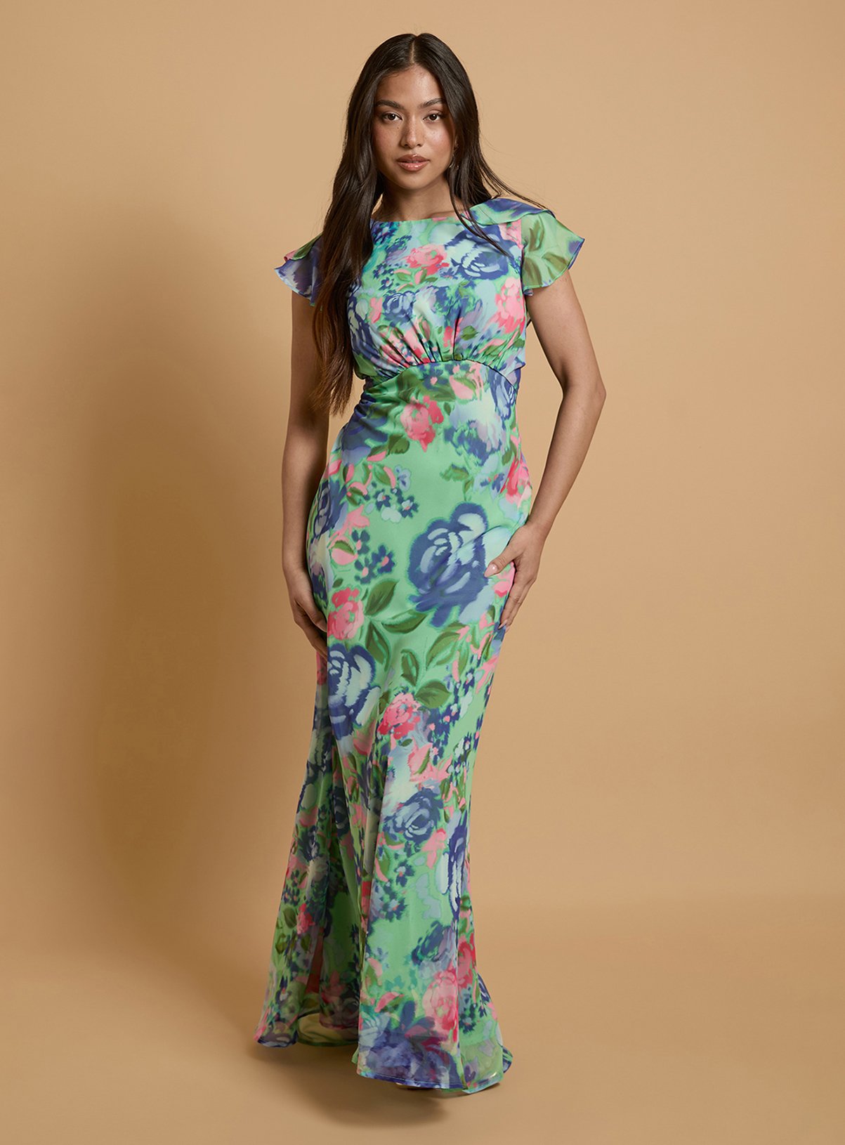 OASIS Orchid Floral Printed Waterfall Maxi Dress 