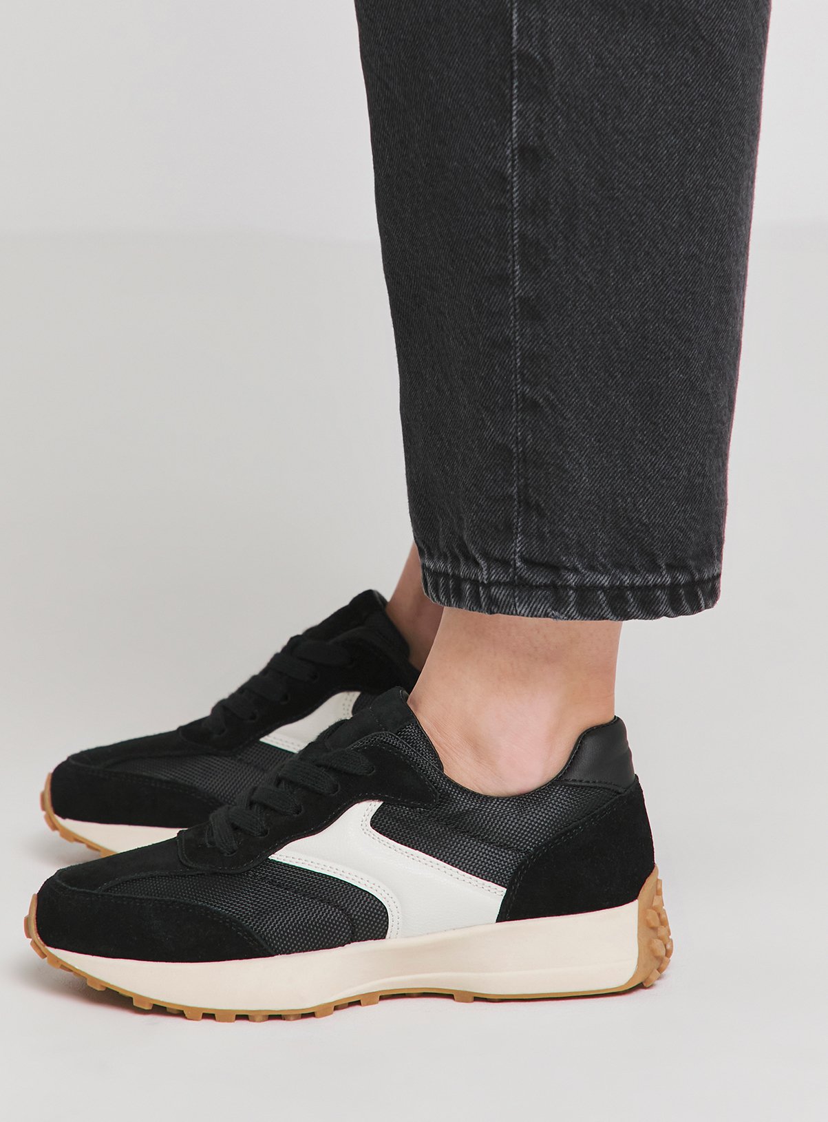 SIMPLY BE Retro Runner Trainer Wide Fit Black 