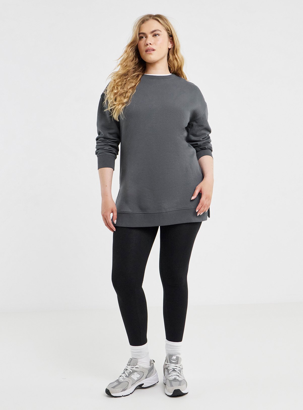 SIMPLY BE Side Split Sweatshirt Tunic Grey 