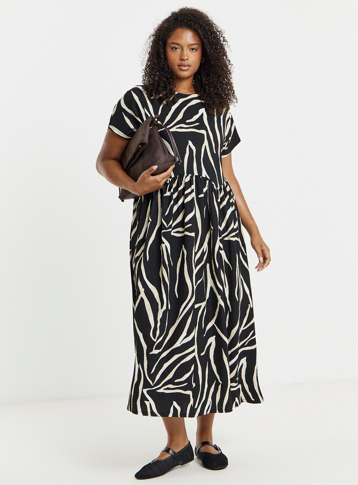 SIMPLY BE Zebra Print Waffle Midaxi Dress 